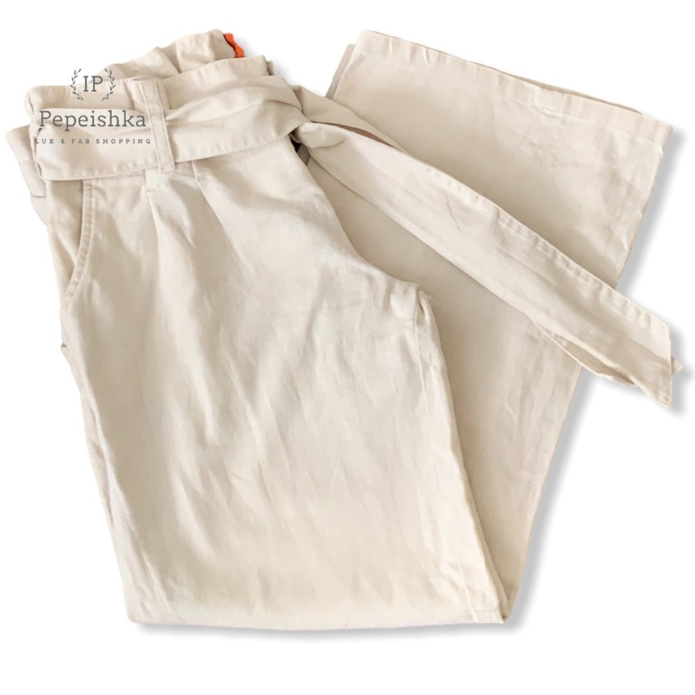 BCBG Paperbag-Waist Pant Linen Blend
